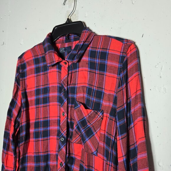 Gap Womens Soft Plaid Boyfriend Button Front Long Sleeve Shirt Size Medium Fall - Picture 5 of 11